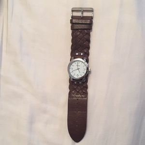 Fossil brown leather, white dial women's watch